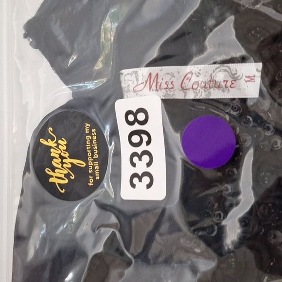 Miss Couture Black Whimsigoth Fairy Bead & Flower Embellished Sheer Hem Dress M - Picture 13 of 13